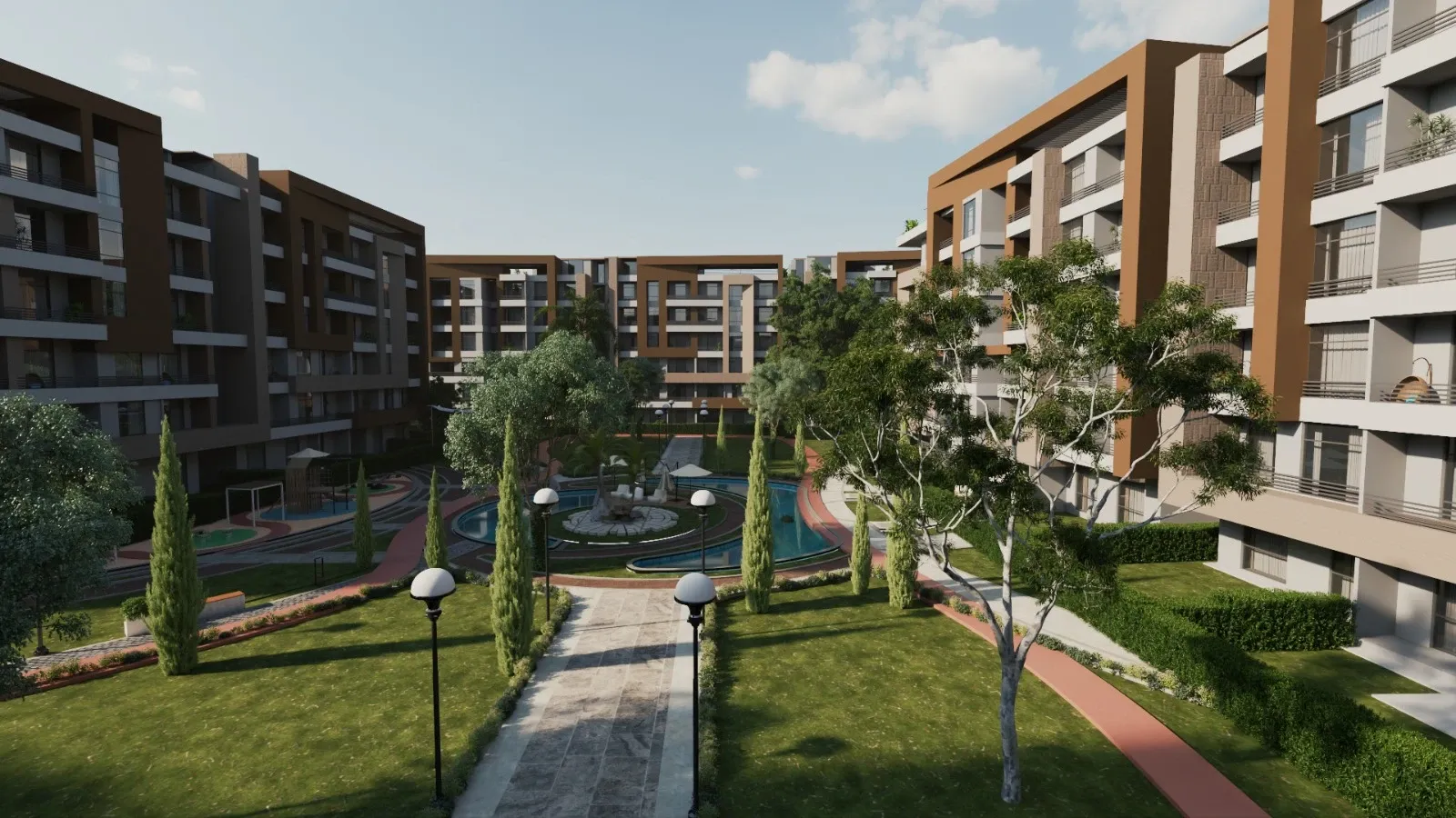 Contemporary residential facades in HOM October Gardens